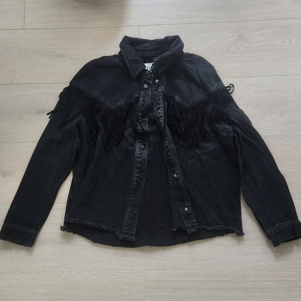 Zara denim jacket with fringe